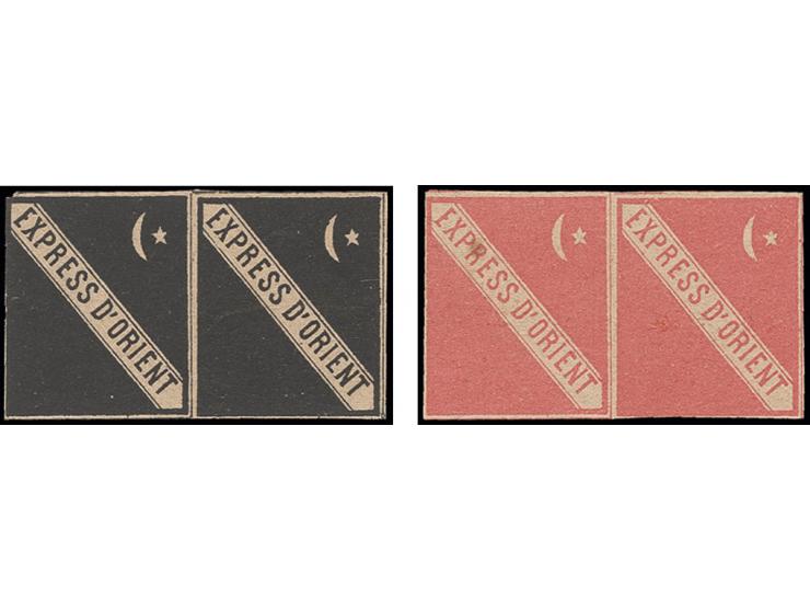 ORIENT-EXPRESS: 1883, Leitzettel in schwarz und rot, je im waagerechten Paar, ungebraucht