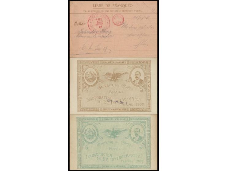 1908, Eröffnung der Nordbahn, Sonderkarten in grün auf weiß sowie in braun auf gelb und lachsfarben, alle adressiert, 2mal mi