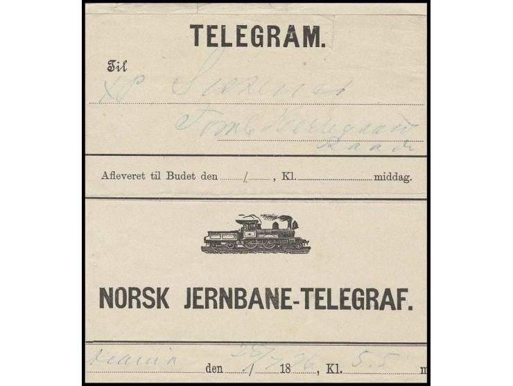 1896, Telegramm des "NORSK JERNBANE-TELEGRAF."