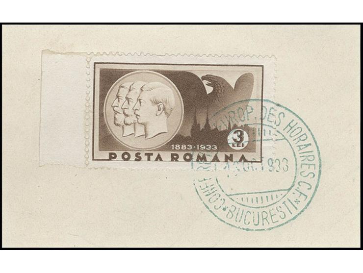 1933, Europäische Fahrplankonferenz, grüner Sonderstempel auf Briefstück