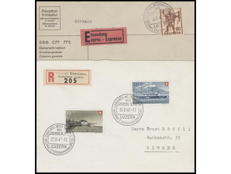 1947, 14. Internationaler Eisenbahnkongreß, Sonderstempel auf Express-Dienstbrief (rückseitige Klappe durch Öffnen defekt) so
