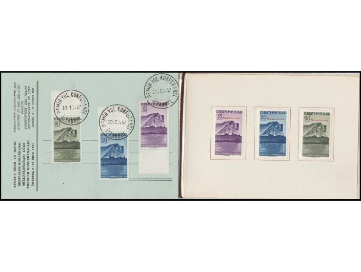 1947, Internationaler Eisenbahnkongreß Sonderausgabe 15-60 Ks. mit Aufdruck "Specimen" in Geschenkheft zum Kongreß sowie Norm