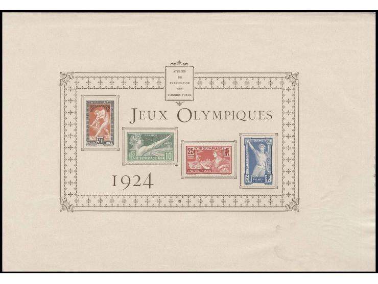 FRANKREICH: 1924, Olympische Spiele 10-50 C. als großformatiger Sonderdruck (292 x 200mm), frische Farben, unten rechts ein g