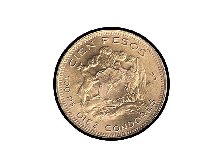 CHILE: 100 Pesos Gold, 1958, ss
