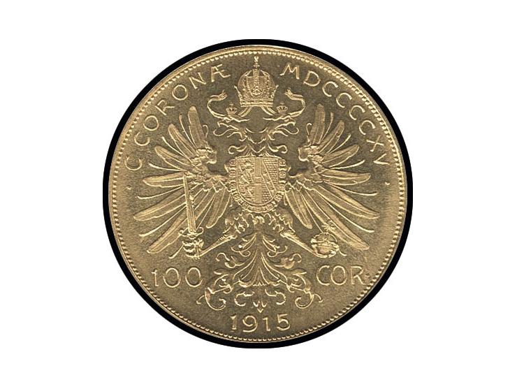 ÖSTERREICH: 100 Kronen, 1915, ss/vz, Gold