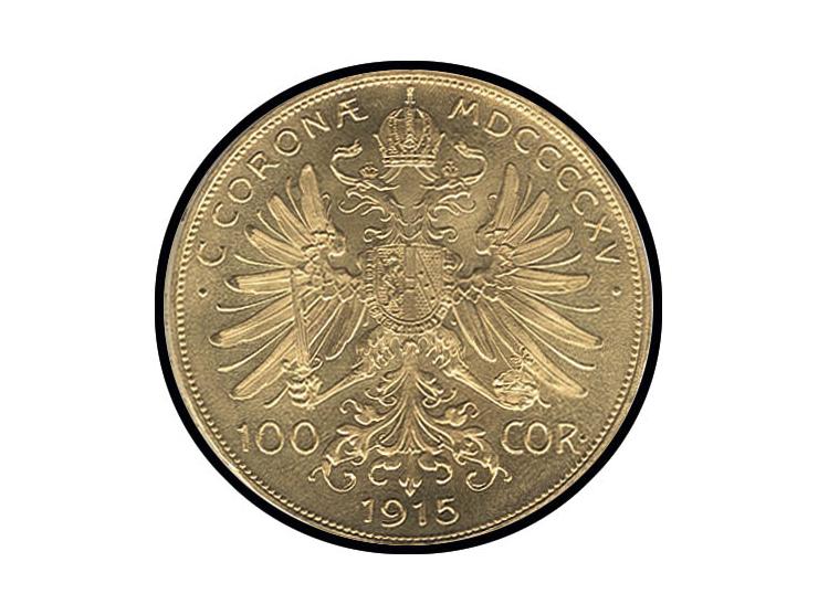 100 Kronen, 1915, ss/vz, Gold