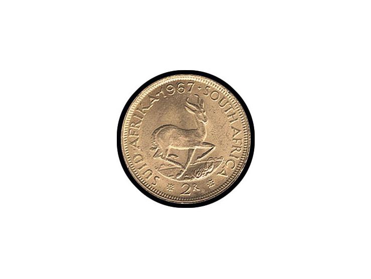SÜDAFRIKA: 2 Rand Gold, 5 Stück ex 1962/67 und 1 Rand Gold, 2 Stück 1967