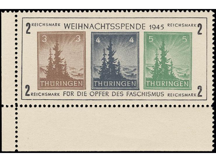 dito,  auf weißem Kartonpapier aus der linken unteren Bogenecke, Type V, postfrisch
