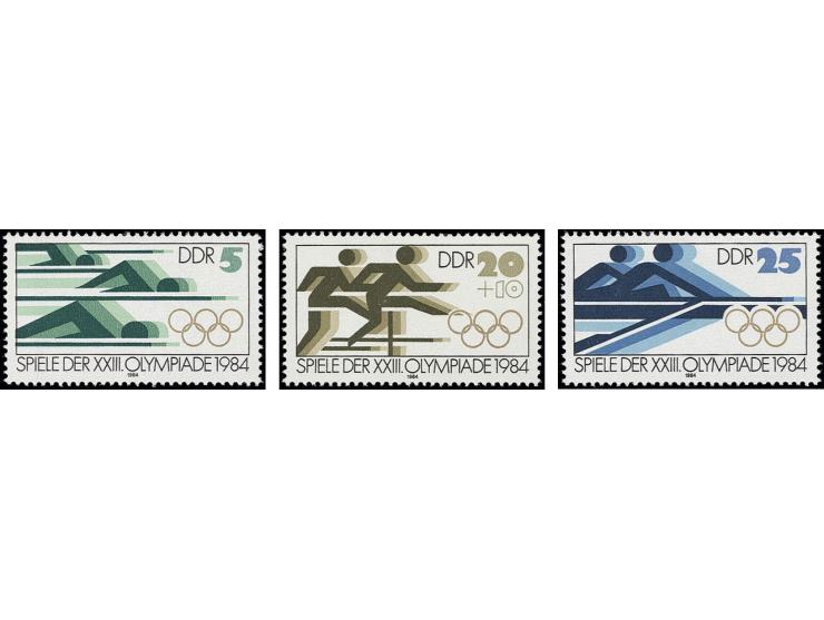 1984, Olympische Sommerspiele Los Angeles, nicht verausgabter Satz 5 Pfg., 20+10 Pfg. und 25 Pfg. kpl., postfrisch in einwand