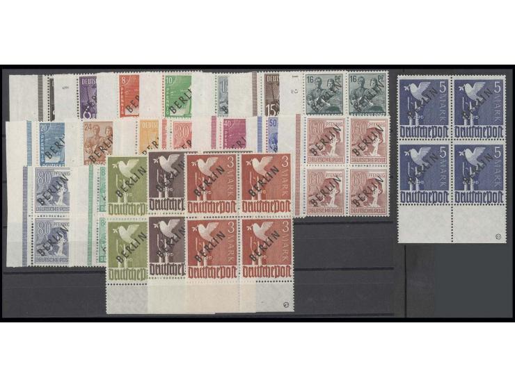 2 Pfg.-5 M. kpl. in Rand-4er-Blocks, postfrisch, jeder Wert sign. Lippschütz BPP (Mi. 1.600,-)