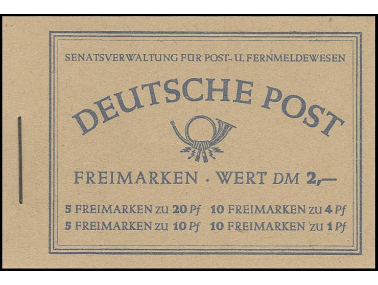Zusammendrucke: 1952, Markenheftchen Bauten, postfrisch in guter Erhaltung mit mehreren Plattenfehlern (SM, TM und PM) (Mi. 1