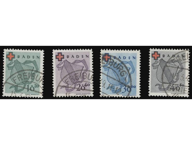  1949, Rotes Kreuz 10-40 Pfg. kpl., sauber gestempelt, Befund Straub BPP