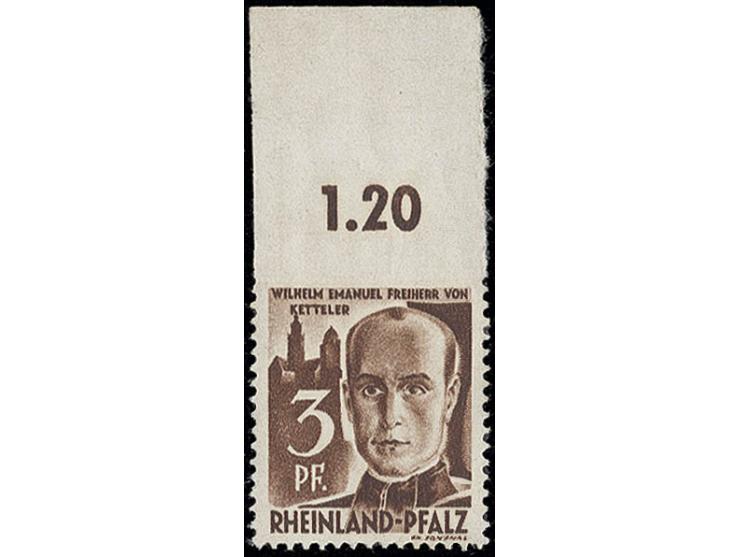3 Pfg., oben ungezähnt vom Oberrand, postfrisch, kleiner Gelbfleck, sign. und Fotoattest Schlegel BPP