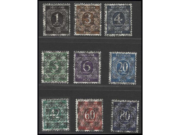  1-20 Pfg. mit doppeltem, 42-80 Pfg. mit doppeltem kopfstehendem Aufdruck, postfrisch, Fotoattest H-D. Schlegel BPP