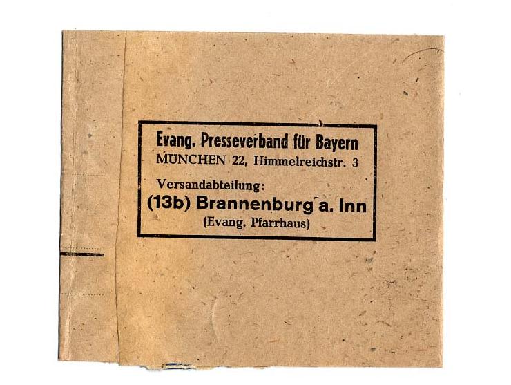 Bauten weit gezähnt: 15 Pfg. violett und 6 Pfg. orange mit Stempel "BRANNENBURG 19.4.49" als portogerechte Frankatur auf klei