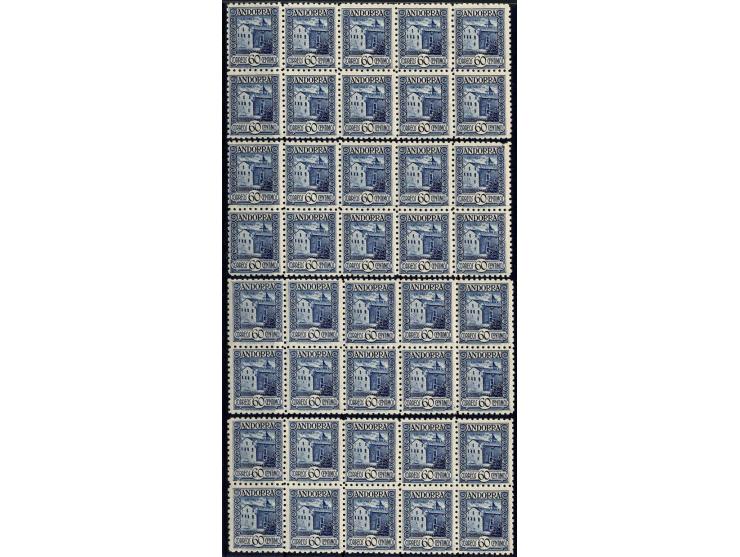 1938, 60 C. dunkelblau, gezähnt L10, 40 Stück, postfrisch in Einheiten (Mi.-Nr. 40C; Mi. 12.000,-)