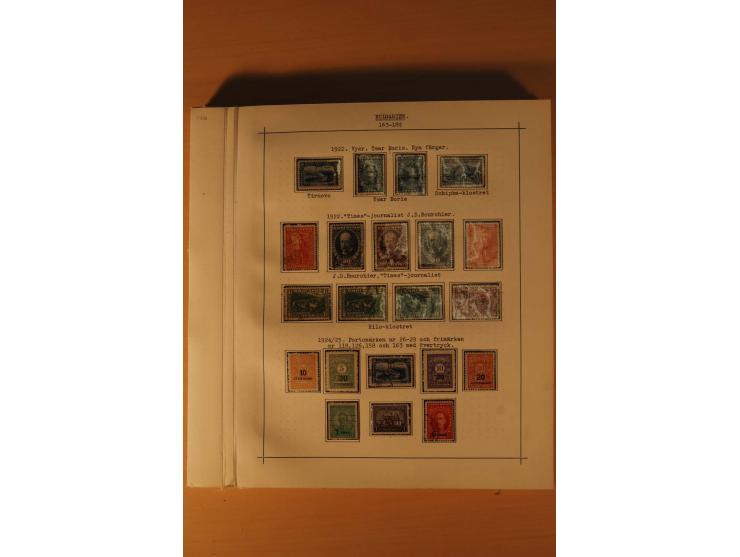 1879/1957, ungebrauchte und gestempelte Sammlung mit guten Werten und Sätzen auf selbstgestalteten Blättern in 2 Alben