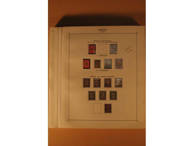 1879/1957, ungebrauchte und gestempelte Sammlung mit guten Werten und Sätzen auf selbstgestalteten Blättern in 2 Alben
