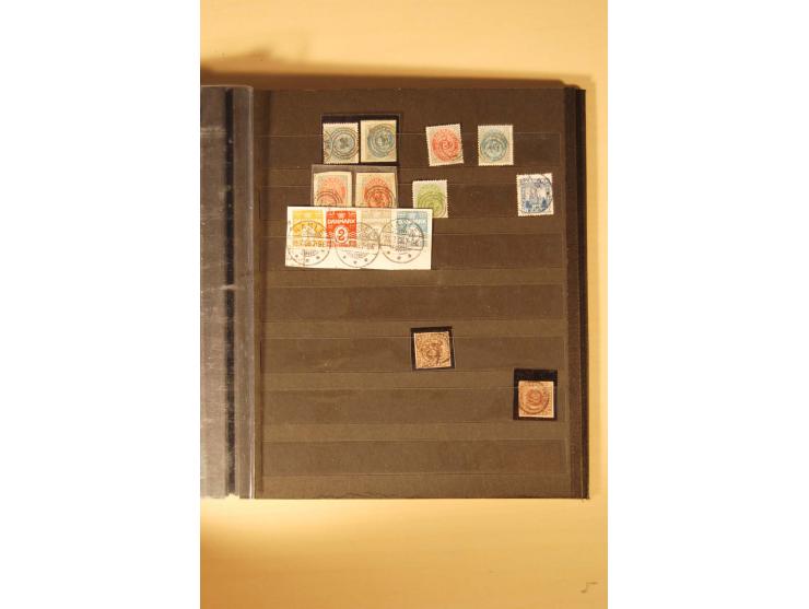 1851/70,  kleiner Posten mit meist gestempelten 4 S.-Werten, dabei u.a. 26 Stück Mi.-Nr. 1 inkl. waagerechtem Paar und ca. 80