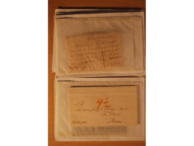 1660/1867, Post aus und nach Dänemark inkl. Schleswig-Holstein, umfangreiche Sammlung mit über 160 unfrankierten Briefen auf 
