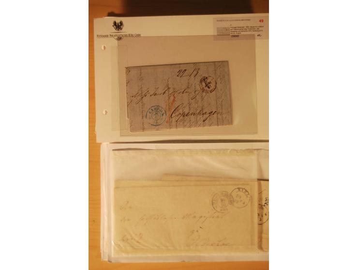 1660/1867, Post aus und nach Dänemark inkl. Schleswig-Holstein, umfangreiche Sammlung mit über 160 unfrankierten Briefen auf 