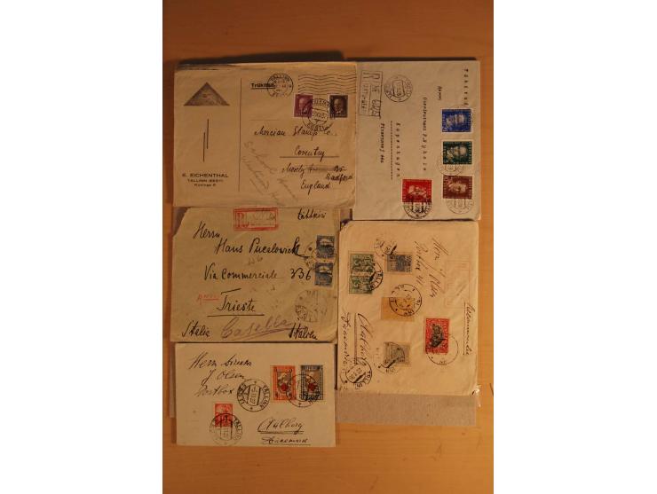  1920/37, 26 Briefe und Karten dabei viele interessante und bessere Frankatuern wie Mi.-Nr. 48-52A mit Zufrankatur auf R-Brie