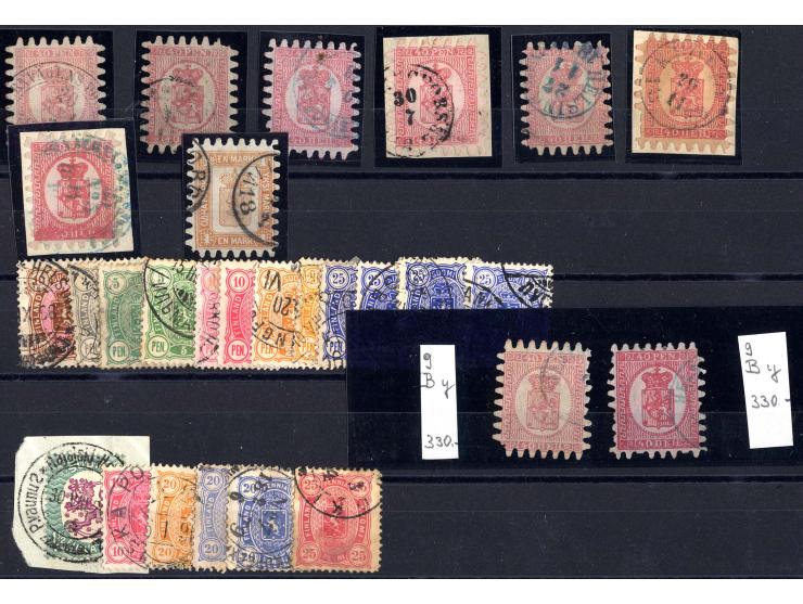 1860/66, interessante, gestempelte Zusammenstellung der Zungenausgaben mit über 60 Werten aller Wertstufen bis 1 M., dabei ve