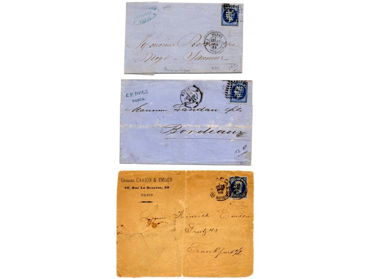 1851/88, 10 frankierte Briefe bzw. Karte sowie eine Vorderseite, dabei Privatzähnungen, 2 Briefe von Konstantinopel, dabei ei