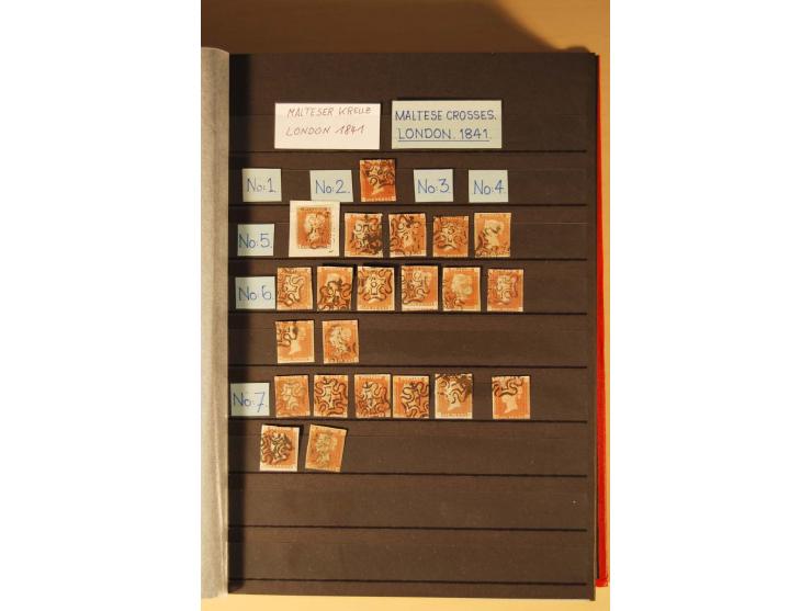 1841, umfangreiche Sammlung mit vielen hundert Werten, meist Mi.-Nr. 3, differenziert gesammelt nach Platten, dabei etliche W