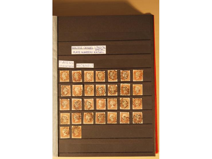 1841, umfangreiche Sammlung mit vielen hundert Werten, meist Mi.-Nr. 3, differenziert gesammelt nach Platten, dabei etliche W