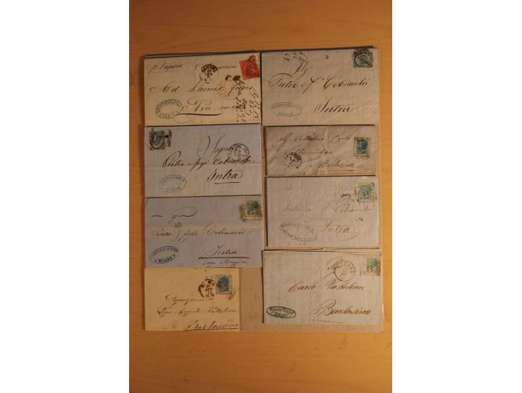 1861/1955, kleiner Posten mit über 40 Briefen, Karten und Ganzsachenkarten ab Sardinien, meist vor 1900 mit einigen interessa