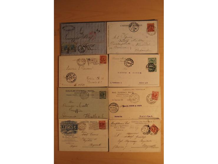 1861/1955, kleiner Posten mit über 40 Briefen, Karten und Ganzsachenkarten ab Sardinien, meist vor 1900 mit einigen interessa