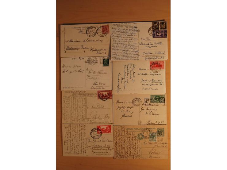1861/1955, kleiner Posten mit über 40 Briefen, Karten und Ganzsachenkarten ab Sardinien, meist vor 1900 mit einigen interessa