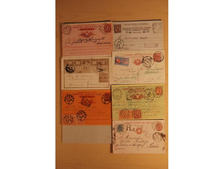 1861/1955, kleiner Posten mit über 40 Briefen, Karten und Ganzsachenkarten ab Sardinien, meist vor 1900 mit einigen interessa