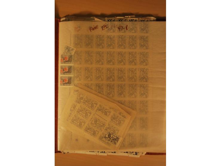 1945, Posten in Bogen und Bogenteilen ex Mi.-Nr. 79-86, überwiegend ungebraucht ohne Gummi (Mi. nach Angabe des Einlieferers 