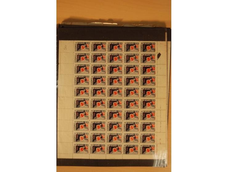1945, Posten in Bogen und Bogenteilen ex Mi.-Nr. 79-86, überwiegend ungebraucht ohne Gummi (Mi. nach Angabe des Einlieferers 