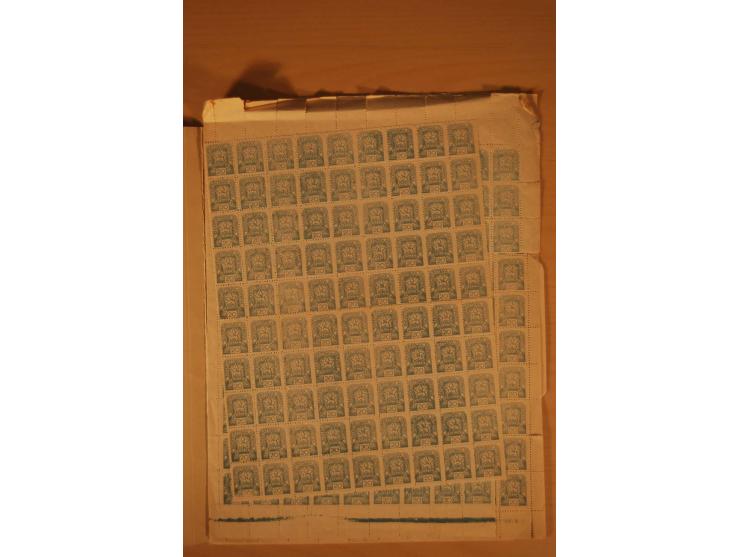 1945, Posten in Bogen und Bogenteilen ex Mi.-Nr. 79-86, überwiegend ungebraucht ohne Gummi (Mi. nach Angabe des Einlieferers 