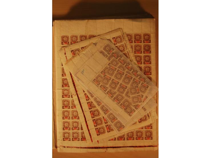 1945, Posten in Bogen und Bogenteilen ex Mi.-Nr. 79-86, überwiegend ungebraucht ohne Gummi (Mi. nach Angabe des Einlieferers 