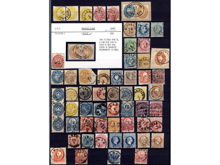 1850/80, gestempelte Partie, meist Stempel in Rumänien und Ungarn, dabei auch Post in der Levante, dazu diverse ungarische Ma