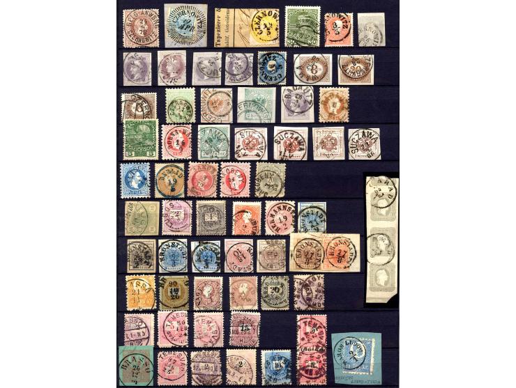 1850/80, gestempelte Partie, meist Stempel in Rumänien und Ungarn, dabei auch Post in der Levante, dazu diverse ungarische Ma