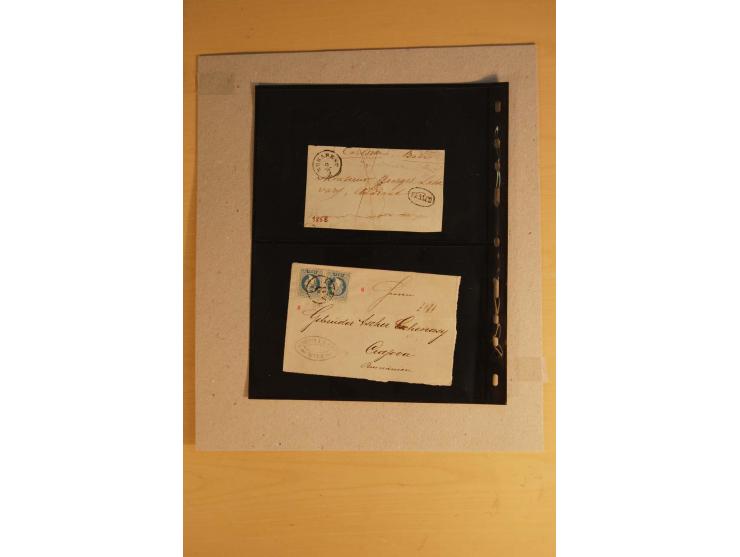 1828/1919 (ca.), Posten Briefe, Karten und Vorderseiten, dabei Reco, Sanitätsstempel, viel aus oder nach Rumänien, dazu einig