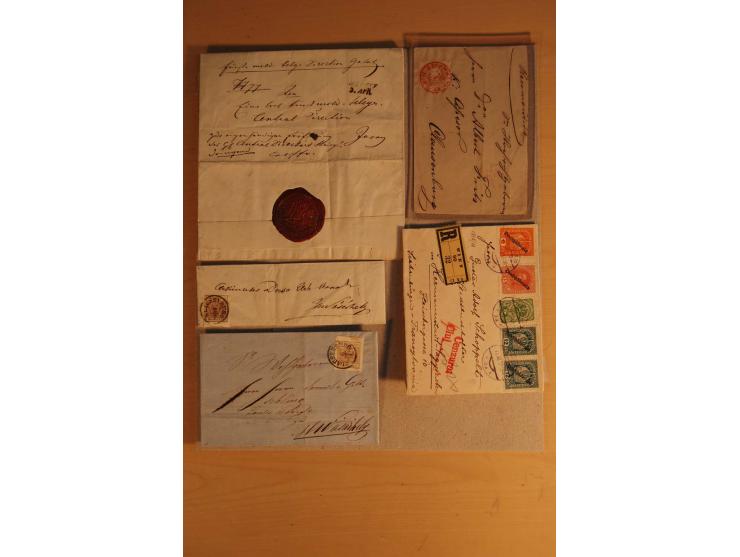 1828/1919 (ca.), Posten Briefe, Karten und Vorderseiten, dabei Reco, Sanitätsstempel, viel aus oder nach Rumänien, dazu einig