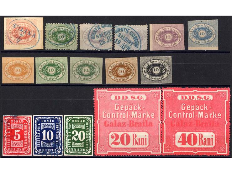 1866/80 (ca.), kleine Partie, dabei Nr. 1 mit Stempel "SULINA" auf Briefstück sowie 2 Stück Nr. 2 mit Stempeln von Giurgevo, 