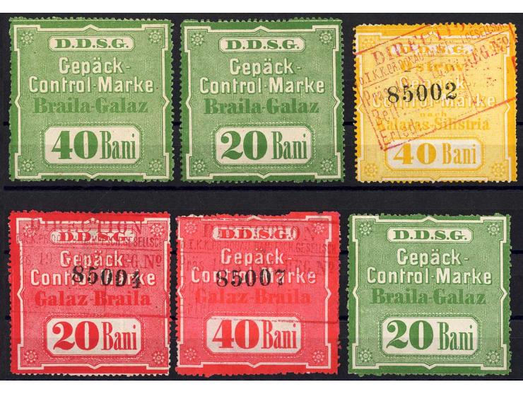 1866/80 (ca.), kleine Partie, dabei Nr. 1 mit Stempel "SULINA" auf Briefstück sowie 2 Stück Nr. 2 mit Stempeln von Giurgevo, 