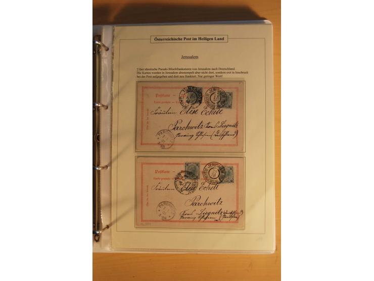 1863/1913 (ca.), Palästina Stempelsammlung, Jaffa, Jerusalem und Caifa auf losen Marken, Briefstücken und 53 Karten, Briefen 