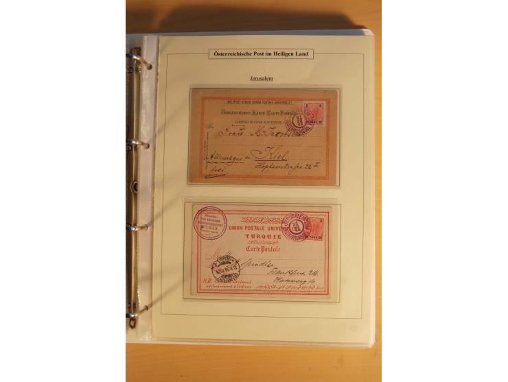 1863/1913 (ca.), Palästina Stempelsammlung, Jaffa, Jerusalem und Caifa auf losen Marken, Briefstücken und 53 Karten, Briefen 