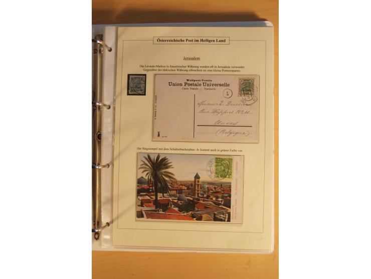 1863/1913 (ca.), Palästina Stempelsammlung, Jaffa, Jerusalem und Caifa auf losen Marken, Briefstücken und 53 Karten, Briefen 