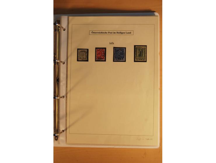 1863/1913 (ca.), Palästina Stempelsammlung, Jaffa, Jerusalem und Caifa auf losen Marken, Briefstücken und 53 Karten, Briefen 