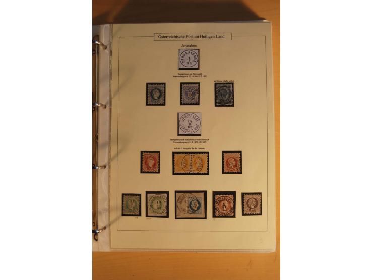 1863/1913 (ca.), Palästina Stempelsammlung, Jaffa, Jerusalem und Caifa auf losen Marken, Briefstücken und 53 Karten, Briefen 