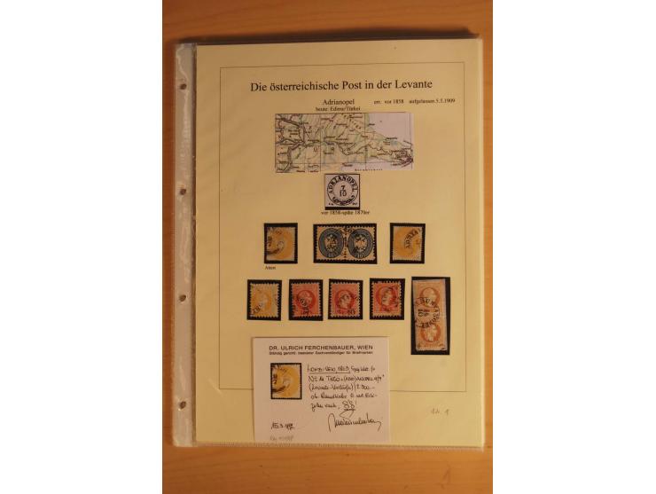 ADRIANOPEL: 1863/1908 (ca.),  Stempelsammlung auf losen Marken, 5 Ganzsachen und 2 Briefen, dabei bessere Werte wie Mi.-Nr. V
